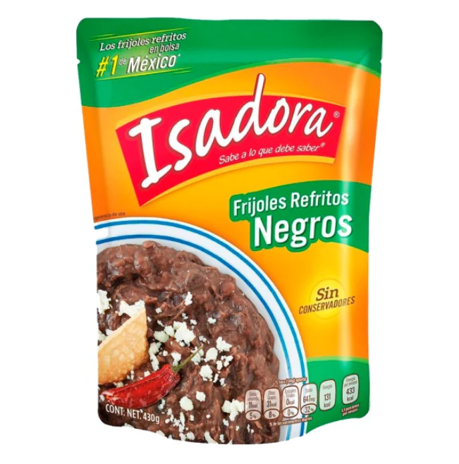 BLACK REFRIED BEANS ISADORA / FRIJOLES REFRITOS NEGROS 430 Gr