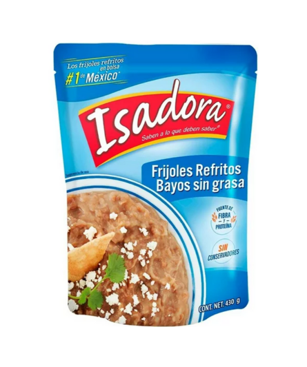 LOW FAT REFRIED BEANS ISADORA / FRIJOL REFRITO BAYO BAJO EN GRASA 430 Gr