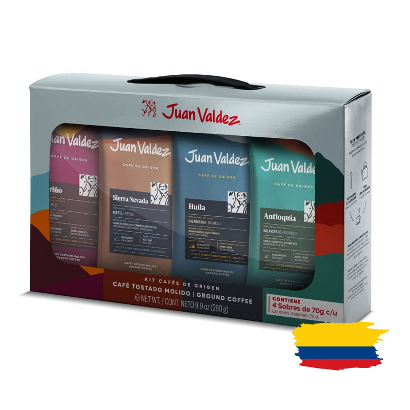 ORIGINS KIT X4 SACHETS GROUND COFFEE / JUAN VALDEZ 350 Gr