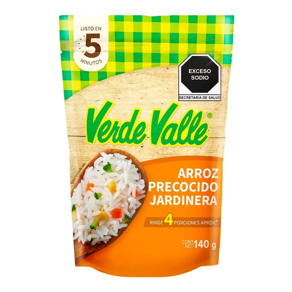 PRECOOKED GARDEN RICE VERDE PURO / ARROZ CON ELOTE PRECOCIDO 140 Gr