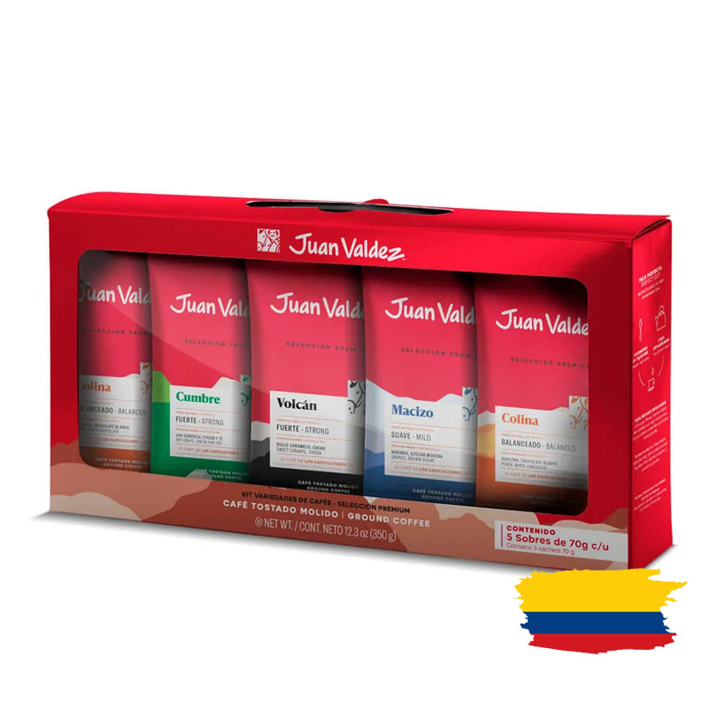 PREMIUM SELECTION KIT X5 SACHETS GROUND COFFEE / JUAN VALDEZ CAFÉ 350 Gr