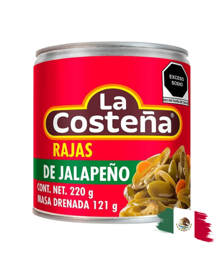 RAJAS DE JALAPEÑO / JALAPEÑO SLICES LA COSTEÑA 220GR