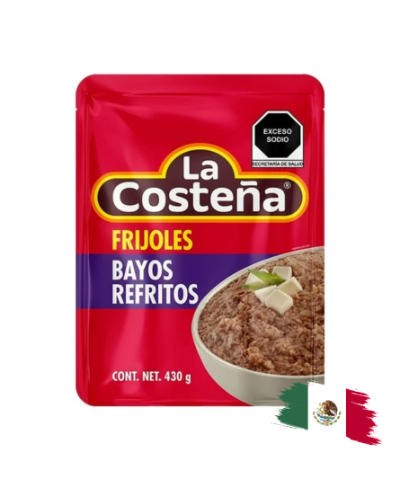 REFRIED BAYO BEANS / FRIJOLES BAYOS REFRITOS LA COSTEÑA 430 Gr