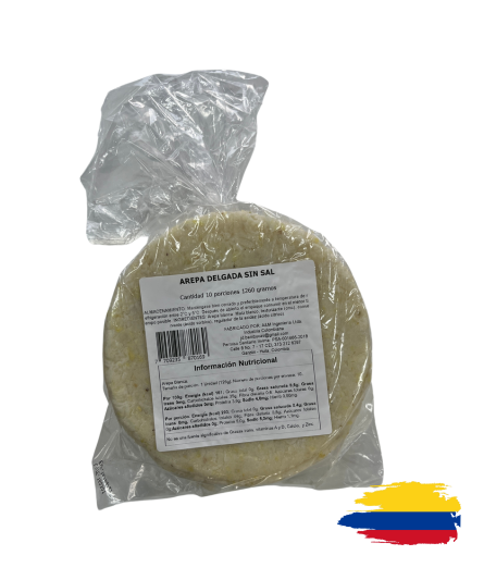 FRESH THIN AREPA WITHOUT SALT - AREPA DELGADA SIN SAL (10PC)1260GR