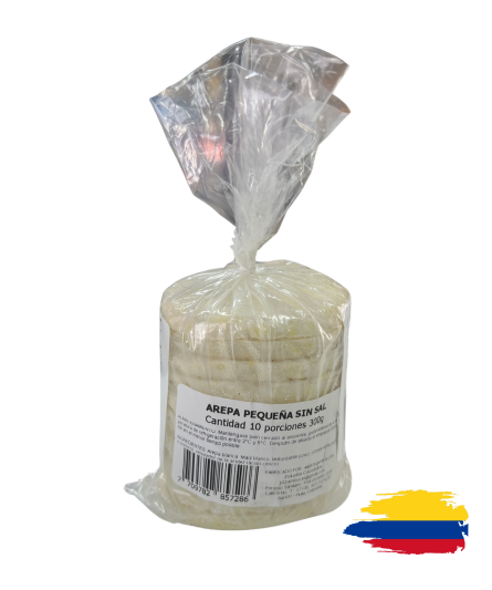 FRESH SMALL AREPA WITHOUT SALT - AREPA PEQUEÑA SIN SAL (10PC)300GR